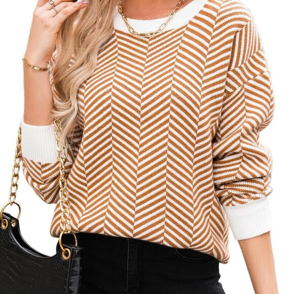 Tops - Women's Cute Striped Colorblocking Sweater